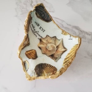 Conch Shell Decoupaged Seashell Trinket Dish