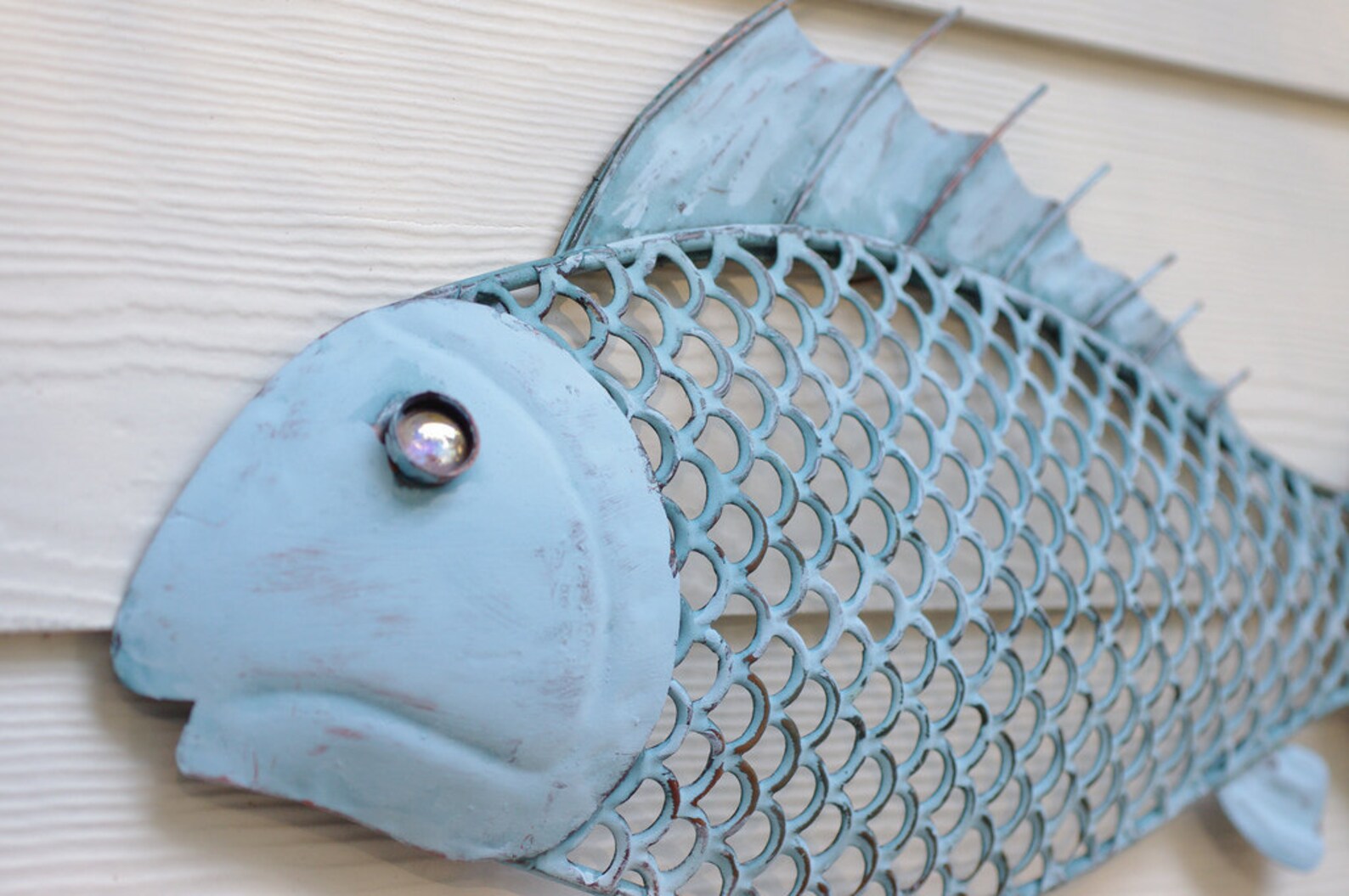Beach Wall Decor Metal Fish Ocean Blue Etsy