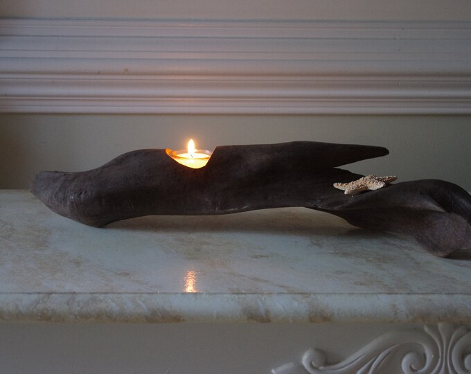 Driftwood Votive Candle Holder One Candle With Starfish Etsy