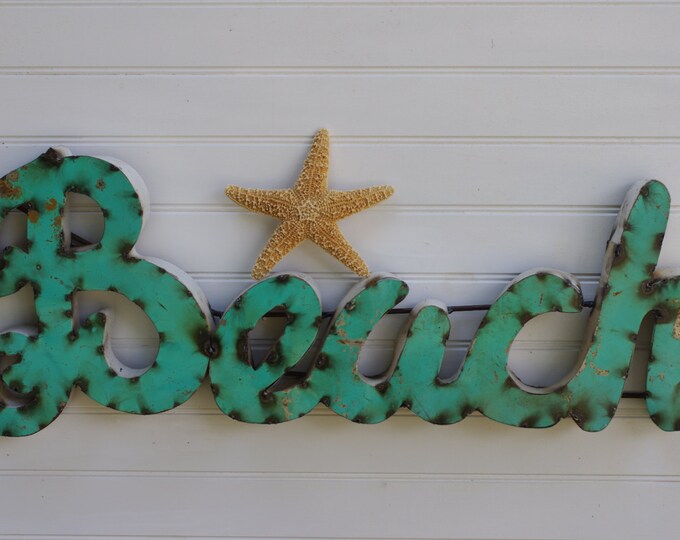Metal Beach Sign Aqua Blue Wall Decor Beach Decor Etsy