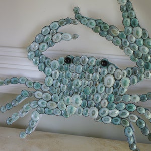 Seashell Covered Coastal Crab Crab Wall Decor Beach Decor image 2