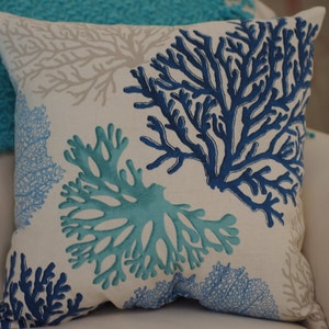 Beach Decor Sea Fan Throw Pillow Coastal Decor image 3