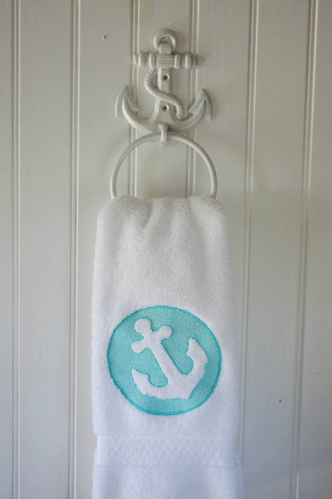 Embossed Embroidered Anchor Bath Hand Towel 16x30 Beach - Etsy