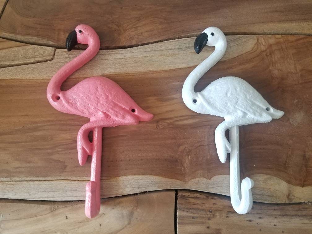 Flamingo Wall Hook Cast Iron Custom Painted Etsy