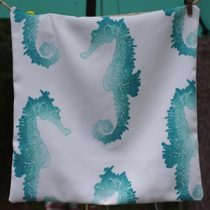 Navy and Aqua Blue Fish Pillow - 18x18 Throw Pillow - Beach Decor