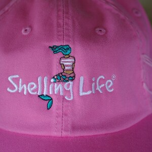 Beach Mermaid Hat Embroidered Hat Shelling Life® Mermaid Pink, Dark Gray, Slate Blue, Khaki image 2