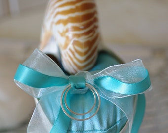 Beach Wedding - Natural Nautilus Shell Eco Ring Bearer Pillow