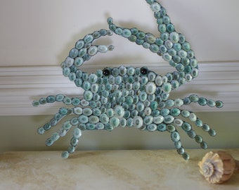 Seashell Covered Coastal Crab - Crab Wall Decor - Beach Decor