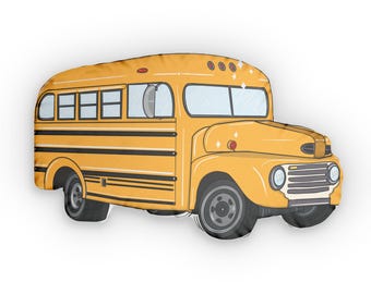 Almohada con forma de autobús escolar amarillo personalizada