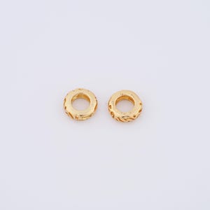 5 pcs Wheel Beads,18K Gold Filled Flat Spacer Round Beads,Gold Spacer Beads for DIY Bracelet Necklace Jewelry Findings Making,9.5x3mm