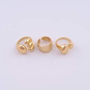 Thick Gold Rings,18K Gold Filled Open Rings, Adjustable Rings, Wide and Thick Rings