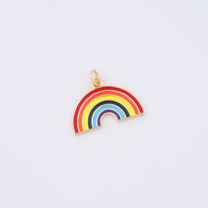 Enamel Rainbow Charms,18K Gold Filled Rainbow Pendant,DIY Jewelry Making Supplies,17x20x1.5mm