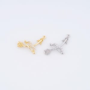 Bow and Arrow Pendant,18K Gold Filled Bow and Arrow Charm DIY Bracelet Necklace Jewelry Making Findings Supply,21x10.8x2.5mm