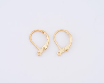 5 pares de ganchos para pendientes de aro rellenos de oro de 18 quilates, hipoalergénicos, resistentes al deslustre, para hacer pendientes, 16,5 x 6,5 x 1,8 mm
