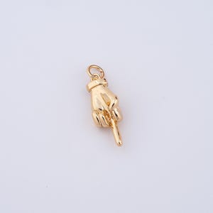 Middle Finger Charms,18K Gold Filled Gesture Pendant,Hand Charms,DIY Jewelry Making Supplies,24x8.5x5.5mm