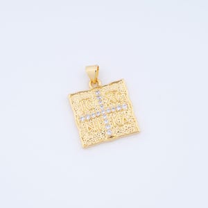 Orthodox Cross Pendant,18K Gold Filled ICXCNIKA Charm,Christian Charm DIY Jewelry Making Findings Supply,25.5x19x3mm