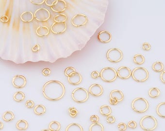100 st 14K guldfyllda öppna hoppringar, guldhoppringar, runda hoppringar, hoppringar för DIY smyckestillverkning, fyndtillbehör