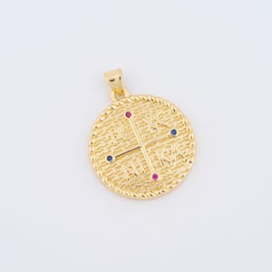 ICXC NIKA Pendant,18K Gold Filled Orthodox Cross Charm,Christian Charm DIY Bracelet Necklace Jewelry Making Findings Supply,32.2x24.5x2.6mm