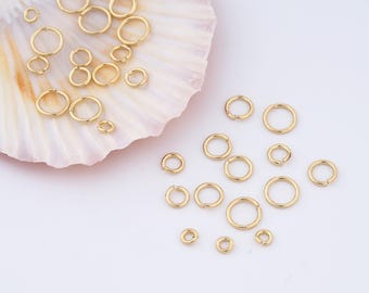 Adabele 100 anelli open Round Jump Jump Ring (Wire ~ 0,8 mm) 14k Gold Plated Brass for Jewelry Craft Making CF84-10