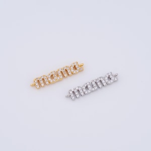 MAMA-connector, 18 kt gold filled letter-connector, letterconnector DIY-armband ketting sieraden maken, levering, 5 x 24 x 2 mm
