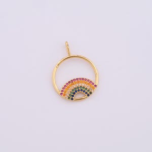 Rainbow Charms,18K Gold Filled Rainbow Pendant,DIY Jewelry Making Supplies,26x18.5x2.5mm