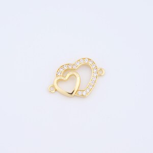 Heart Connector,18K Gold Filled Love Connector,Necklace Connector DIY Jewelry Making Findings Supply,24.3x16x3.5mm