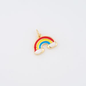 Enamel Rainbow Charms,18K Gold Filled Rainbow Pendant,DIY Jewelry Making Supplies,15x15.5x3mm