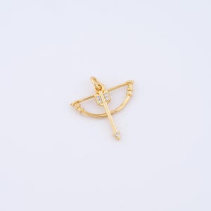 Bow and Arrow Pendant,18K Gold Filled Bow and Arrow Charm DIY Bracelet Necklace Jewelry Making Findings Supply,21.2x19.7x3mm