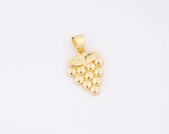 Druivenhanger, 18 kt gold filled fruitbedel, druivenbedel DIY armband ketting sieraden maken, levering 22 x 12,5 x 1,7 mm
