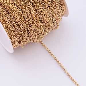 1 Meter Gold Rolo Chain, 18K Gold Filled Semi Finished Chain, Specialty Chains, DIY Eternal Jewelry Making Supplies,0.5x3mm
