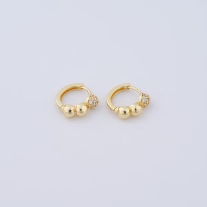 1 pair Ball Earrings,18K Gold Filled Huggie Hoop Earrings,Hoop Earrings,Hypoallergenic Huggie Hoop,Gift for Her,12x14x4.5mm