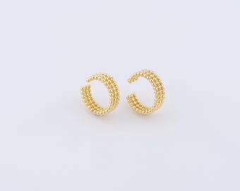 1 pair Chunky Gold Earrings Piercing Cartilage Clip Earrings,18K Gold Filled Hypoallergenic Huggie Hoop,Gift for Her,13x13x4.2mm