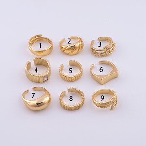 Thick Gold Rings,18K Gold Filled Open Rings, Adjustable Rings, Wide and Thick Rings