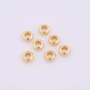 50 pcs Gold Wheel Beads,18K Gold Filled Flat Spacer Round Beads,Gold Beads for DIY Bracelet Necklace Jewelry Findings Making,6mm