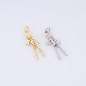 Skeleton Pendant,18K Gold Filled Skull Charm,Skeleton Charm DIY Bracelet Necklace Jewelry Making Findings Supply,27.7x7.6x2.7mm
