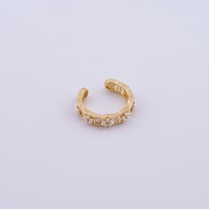 Plear Flower Rings,Thick Gold Rings,18K Gold Filled Open Rings,Plant Rings,Adjustable Rings, Wide and Thick Rings