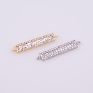 Zircon Bar Connector,18K Gold Filled Stick Connector,Square Connector DIY Jewelry Making Findings Supply,29.5x7x2.5mm