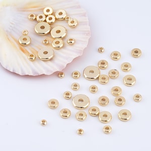 100 pcs Gold Disc Beads,14K Gold Filled Flat Spacer Round Beads,Gold Beads for DIY Bracelet Necklace Jewelry Findings Making