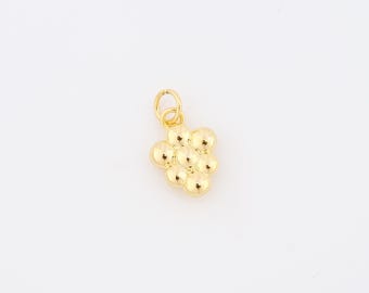 Druivenhanger, 18 kt gold filled fruitbedel, druivenbedel DIY armband ketting sieraden maken, levering 17 x 10 x 3,5 mm