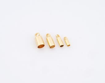 50 pcs 18K Gold Filled Bead Caps Cord End Cord Tip Solid End Cap DIY Bracelet Necklace Jewelry Making Finding Supply