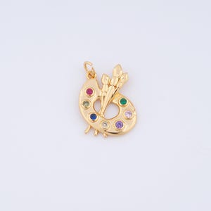 Pingente de paleta, pingente de placa colorida preenchida com ouro 18K, pingente de paleta, pulseira faça você mesmo, colar, joias, suprimentos para fabricação, 25,5 x 19 x 2,5 mm
