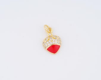 Aardbeihanger, 18 kt gold filled aardbei-bedel, fruitbedel DIY-armband ketting, levering sieraden maken, 19,5 x 11 x 4 mm