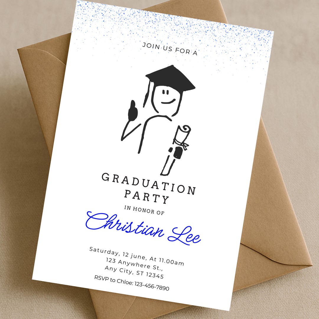 Graduation Invitation Template Editable, Minimalist Graduation Party ...