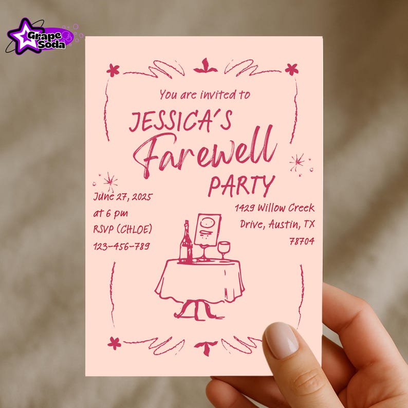 Rustic Dinner Farewell Party Invitation, Goodbye Dinner Invite, Moving ...