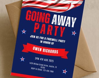 Military Going Away Party Invitation, Deployment Send Off Farewell Party Invitation Template, Armed Forces BBQ Send Off, Instant Download