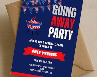 Military Farewell Party Invitation, Deployment Send Off Going Away Party Invitation Template, Armed Forces BBQ Send Off, Instant Download