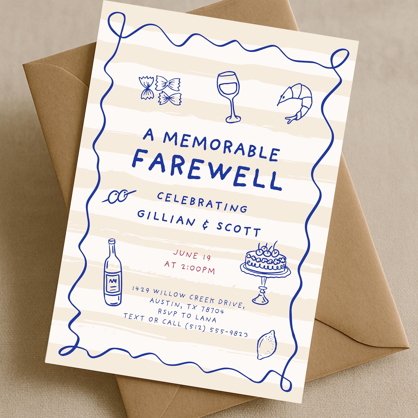 Farewell Party Invitation, Editable Canva Template, Whimsical Food ...