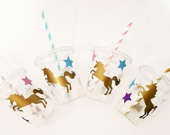 Unicorn Party Cups, Unicorn Birthday Ideas, Unicorn Themed Party Decor, Unicorn Baby Shower, Unicorn Party Favor. Treat Cups, Unicorn Straws