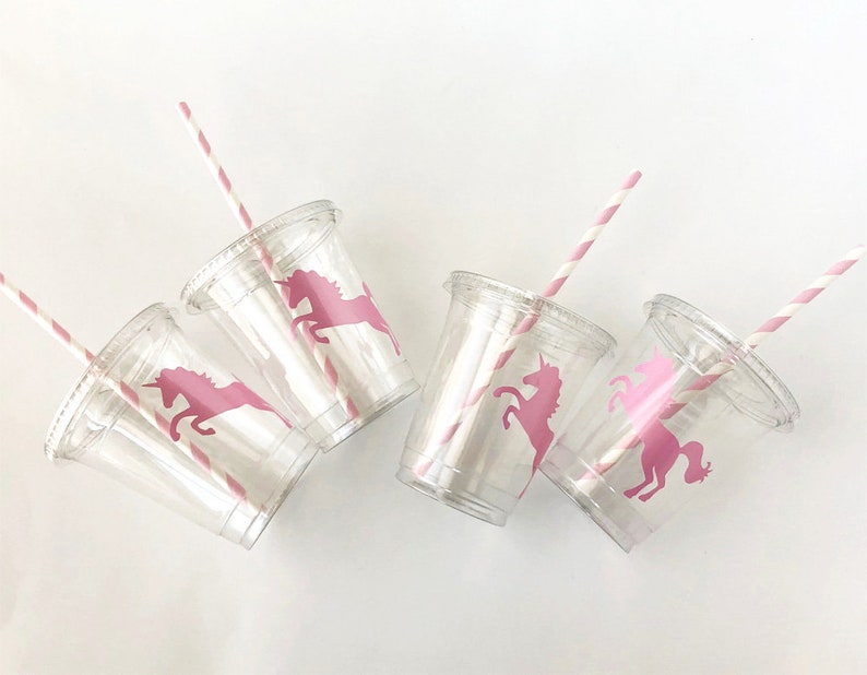 Unicorn Birthday Ideas Pink Striped Straws Unicorn Party Decor Unicorn Party Favor Treat Cups Unicorn Themne Party Cups Pink Unicorn