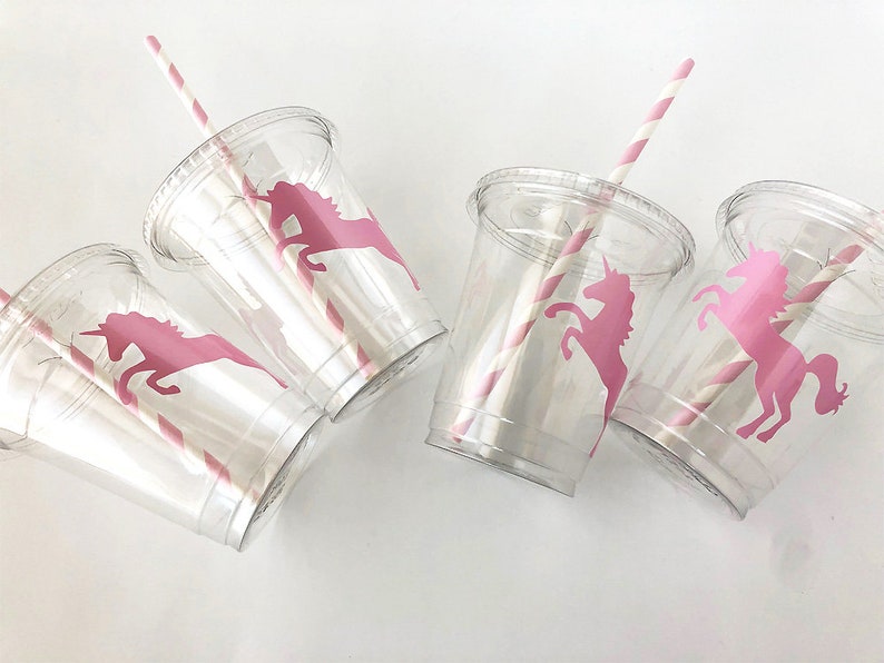 Unicorn Birthday Ideas Pink Striped Straws Unicorn Party Decor Unicorn Party Favor Treat Cups Unicorn Themne Party Cups Pink Unicorn